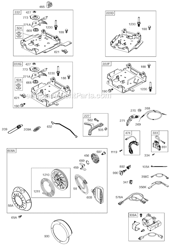 Page D Diagram and Parts List for 12D200SERIES 0113, 0355 Briggs and Stratton Engine
